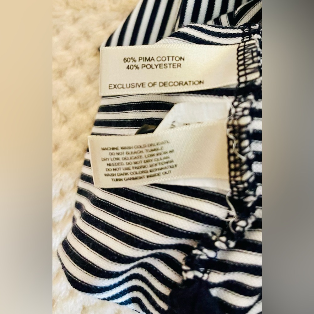 Men’s “Cutter & Buck” Navy Blue & White Striped Polo Shirt - Picture 8 of 8